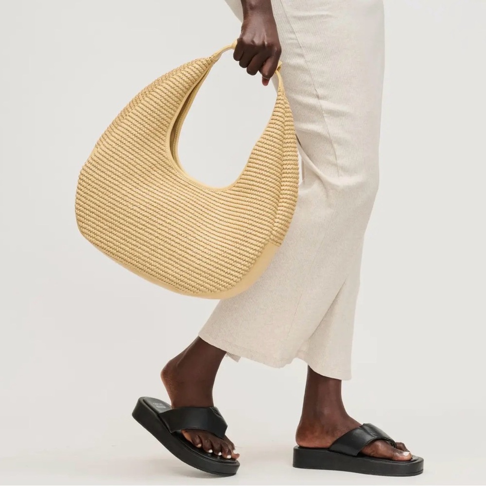 Zoey Woven Hobo Bag - Light Tan